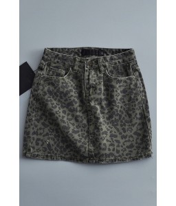 Leopard Pocket Casual Skirt