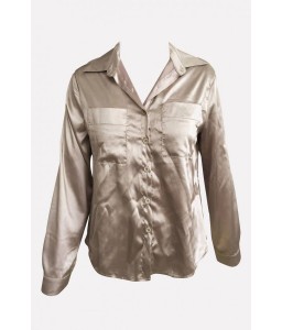 Light-gray Button Up Lapel Long Sleeve Casual Shirt
