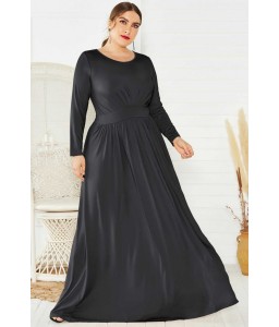 Black Long Sleeve Elegant Maxi Plus Size Formal Dress