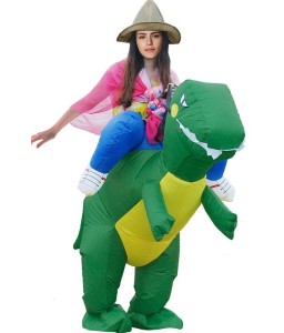 Green Adult Carry On Inflatable Tyrannosaurus Costume