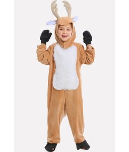 Light-brown Elk Kids Cute Kigurumi Cosplay Costume
