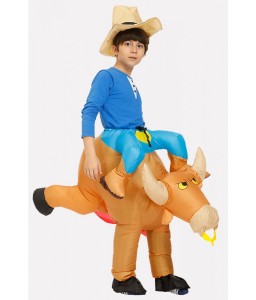 Light-brown Ride Bull Inflatable Kids Halloween Costume