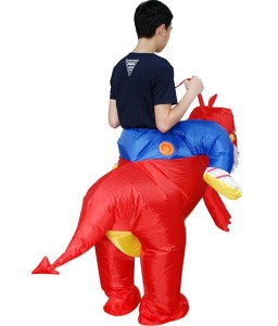 Red Adult Riding Inflatable Tyrannosaurus Costume