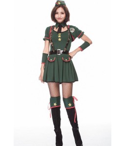 Dark-green Sexy Army Girl Costume