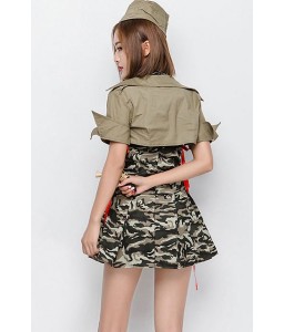 Army Green Dress Sexy Camouflage Pattern Cosplay Costume