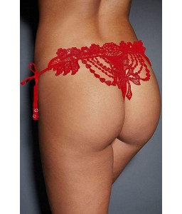 Red Embroidered & Beaded Lady Knicker