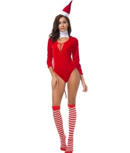 Red Sexy Bodysuit Cosplay Christmas Costume