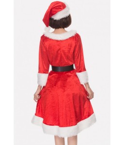 Red Santas V Neck Dress Christmas Cosplay Costume
