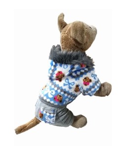 Blue Bear Print Thicken Pets Dog Cute Costume