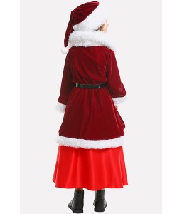 Dark-red Santas Dress Kids Christmas Cosplay Costume