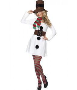 White Miss Snowman Fancy Dress Christmas Costume