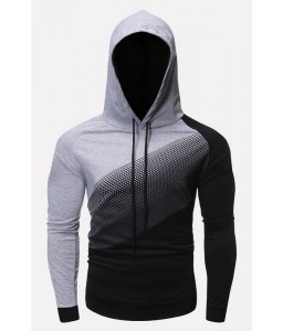 Men Ombre Drawstring Long Sleeve Casual Hoodie