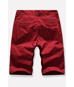 Men Red Slant Pocket Casual Shorts