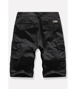 Men Black Multi-pocket Casual Cargo Shorts