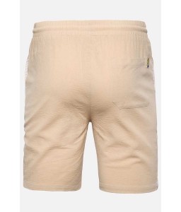 Men Khaki Drawstring Waist Slant Pocket Casual Shorts
