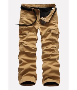 Men Khaki Pocket Casual Thicken Cargo Pants